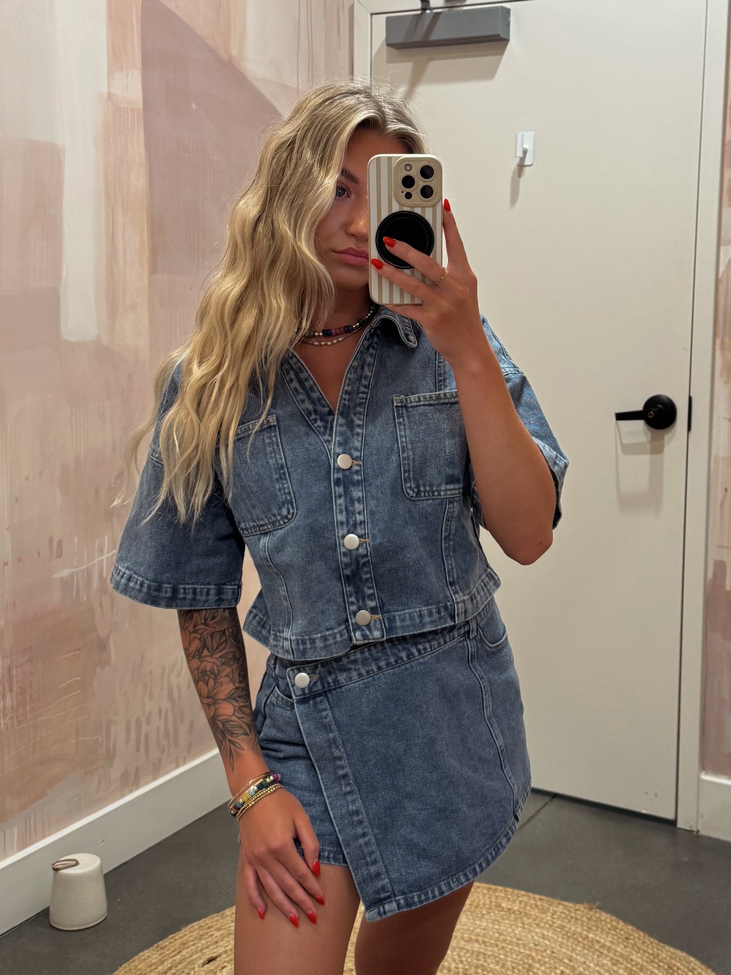Denim skort set